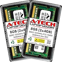 A-Tech 8GB (2x4) 1333MHz DDR3 RAM module โ A-Tech 8GB (2x4GB) DDR3 1333MHz PC3-10600 CL9 SODIMM 204-Pin Non-ECC SO-DIMM Laptop, Notebook RAM Memory Modules