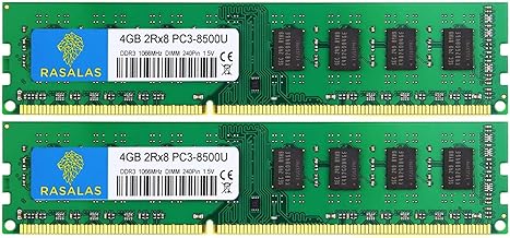 Rasalas 8GB (2x4) 1066MHz DDR3 RAM module โ Rasalas 8GB DDR3 Kit (2x4GB) PC3-8500 DDR3 1066 Mhz 8GB Udimm DDR3 Ram 2Rx8 1.5V CL7 Desktop Comuter Ram Memory Modules Upgrade
