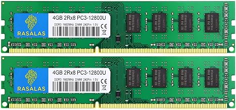 Rasalas 8GB (2x4) DDR3 RAM module โ Rasalas 8GB (2X 4GB) PC3-12800 DDR3 1600 DDR3 Ram 8 GB PC3 12800 DDR3 8GB 2Rx8 Udimm 1.5V CL11 RAM Memory for Desktop