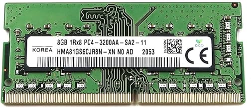SK Hynix 8GB 3200MHz DDR4 RAM module โ Laptop Memory Module HMA81GS6CJR8N-XN Compatible Replacement Spare Part for SK Hynix HMA81GS6CJR8N 8GB 1RX8 DDR4 SO-DIMM PC4-25600 3200MHz 260-Pin Non-ECC 1.2V