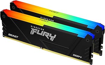 Kingston 32GB (2x16) 3200MHz DDR4 RAM module โ FURY Beast 32GB (2x16GB) 3200MT/s DDR4 CL16 Desktop Memory Kit of 2 | Intel XMP | AMD Ryzen | Plug n Play | RGB Infrared Syncing | KF432C16BB2AK2/32