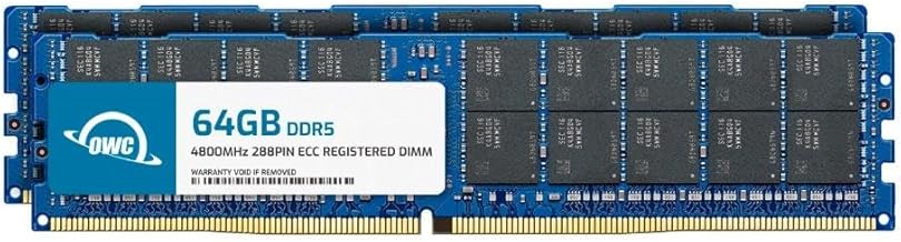 OWC 128GB (2x64) DDR5 RAM module โ OWC 128GB (2x64GB) DDR5 4800 PC5-38400 CL40 2Rx4 288-pin 1.1V ECC Registered RDIMM Memory RAM Module Upgrade Kit for Select Workstations or Servers