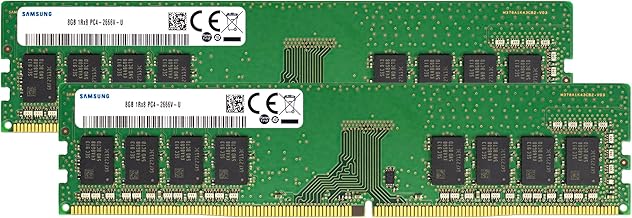 Samsung 16GB (2x8) 2666MHz DDR4 RAM module โ Samsung 16GB (2x8GB) DDR4 2666MHz PC4-21300 (PC4-2666V) CL19 UDIMM 1Rx8 Single Rank 1.2V Non-ECC DIMM 288-Pin Desktop PC RAM Memory