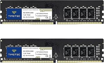 Timetec 16GB (2x8) 2666MHz DDR4 RAM module โ Timetec Premium 16GB KIT (2x8GB) DDR4 2666MHz (PC4-2666V) PC4-21300 UDIMM Desktop RAM รขโฌโ 288-Pin 1.2V CL19 Non-ECC Unbuffered DIMM Memory Module Upgrade